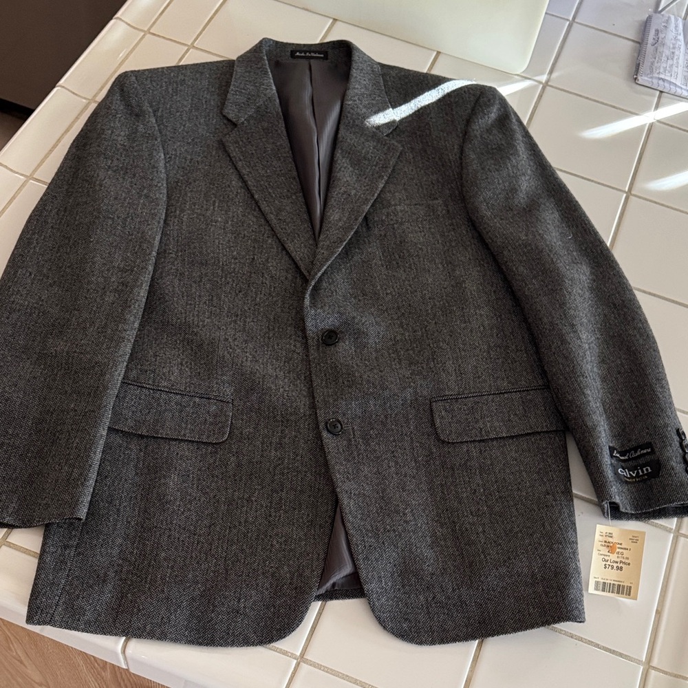 Calvin America Charcoal Men's Sport Coat cashmere lambswool 42R 🐈‍⬛